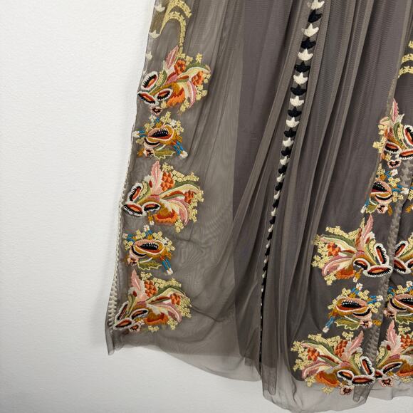 Sundance Adorabella Maxi Skirt Floral Embroidered Grey Taupe Women's Small Boho - Picture 5 of 11